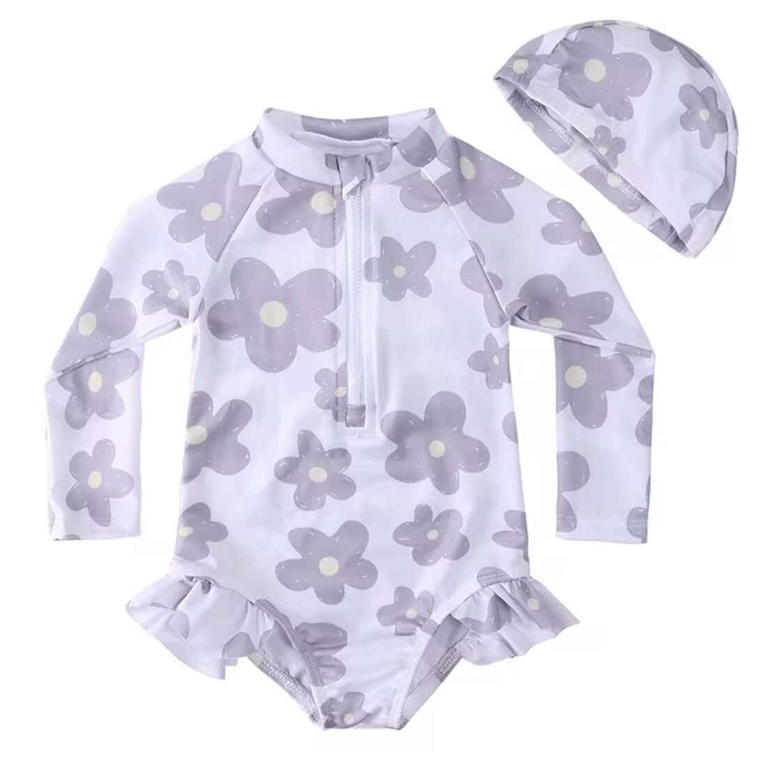 Floral swimsuit Gray