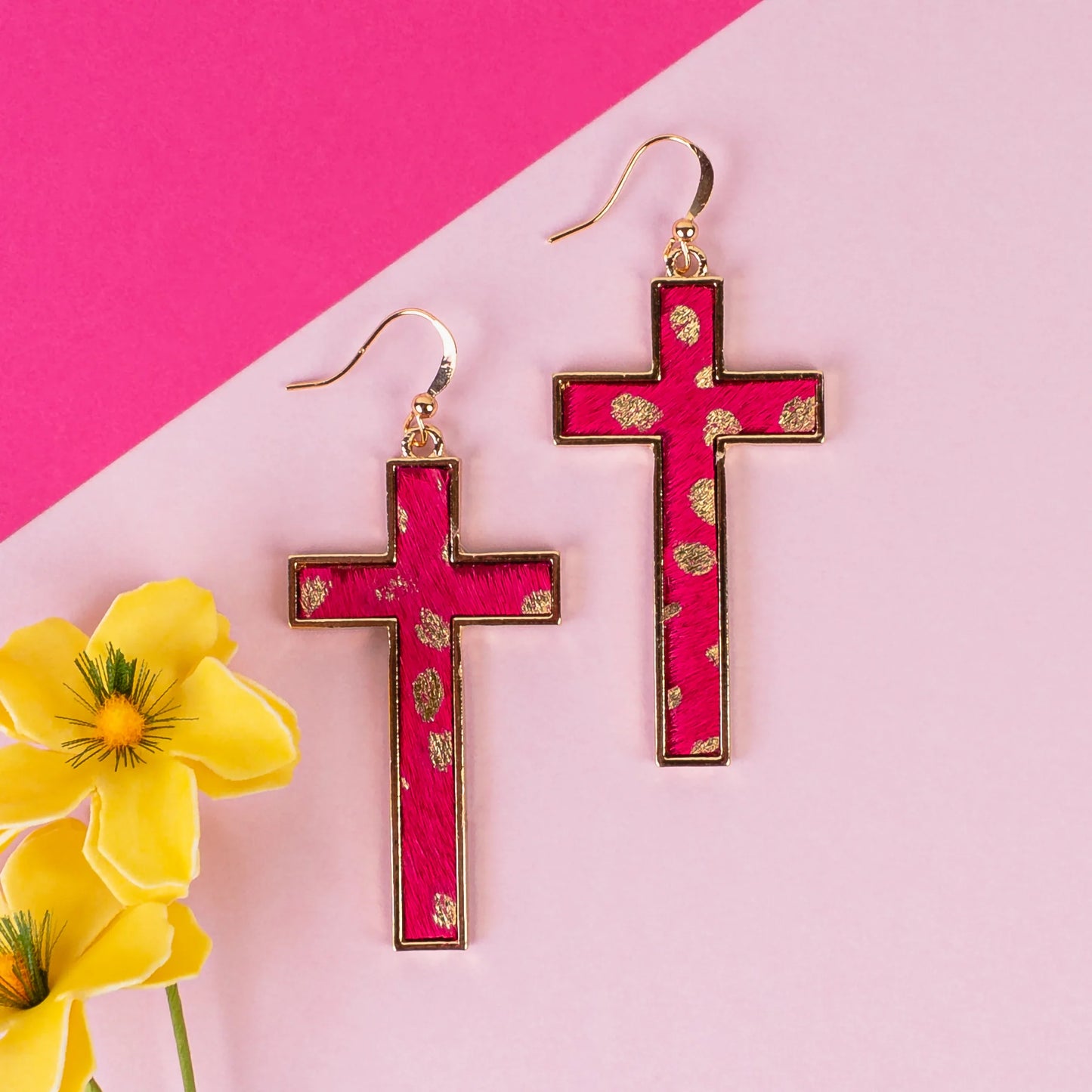 Animal Print Cross Earrings
