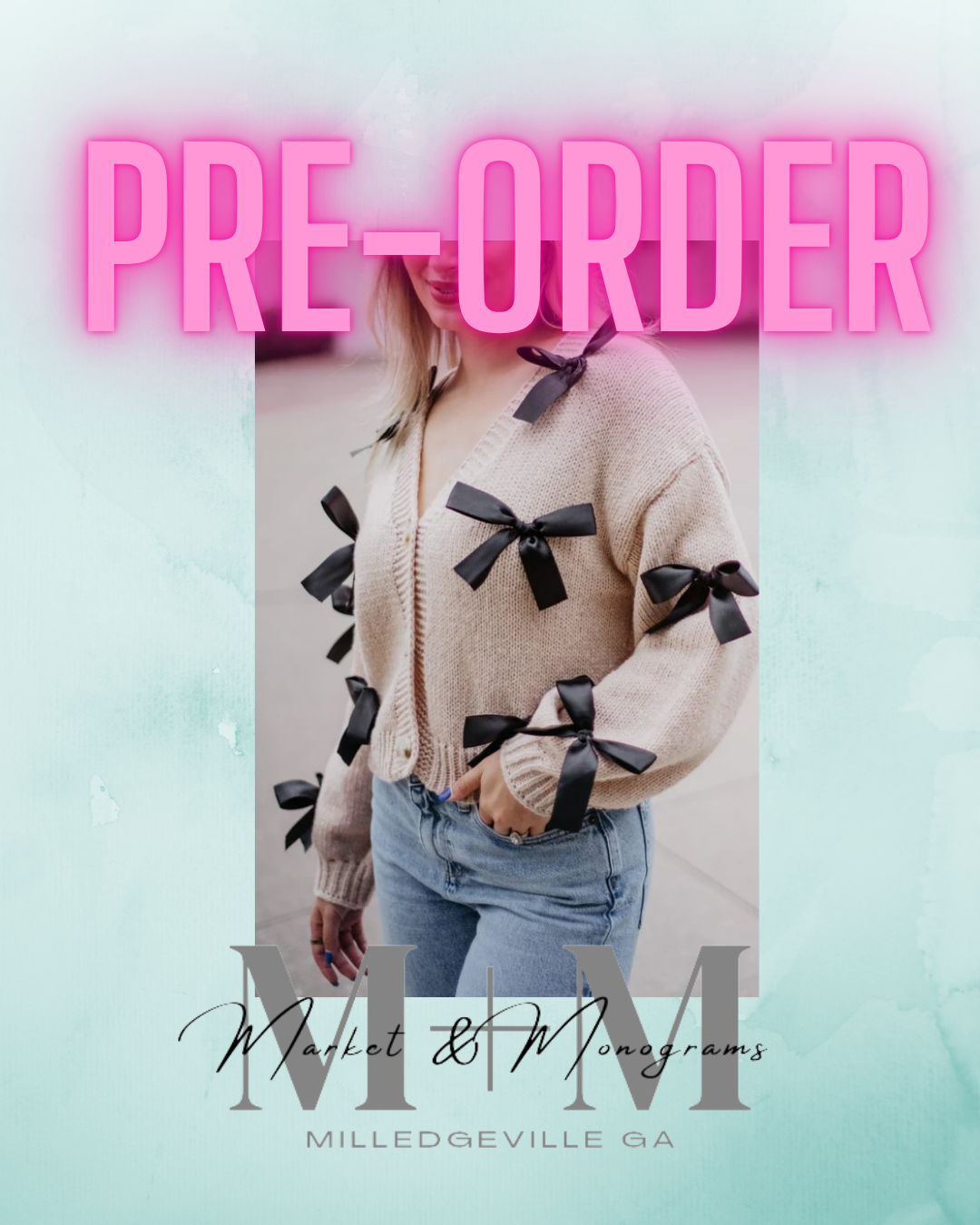 Satin Bow Long Sleeve Sweater Cardigan *ENDS 10/31*