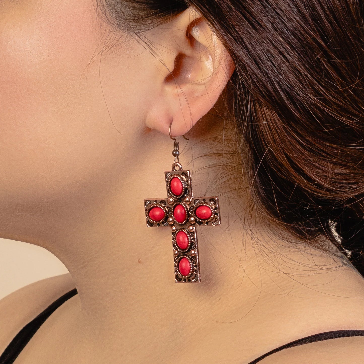 Squash Blossom Cross Earrings