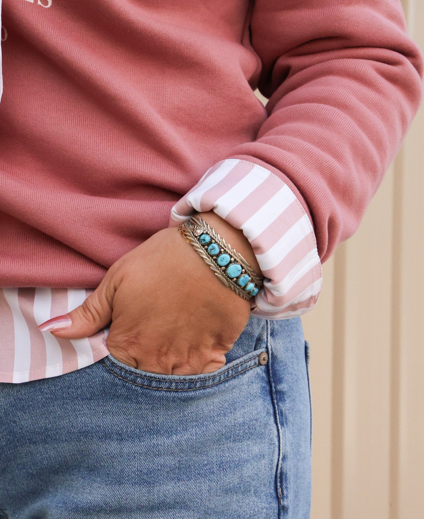 Howdy Hanny Mauve Stripe Long Sleeve Bow Tie Top