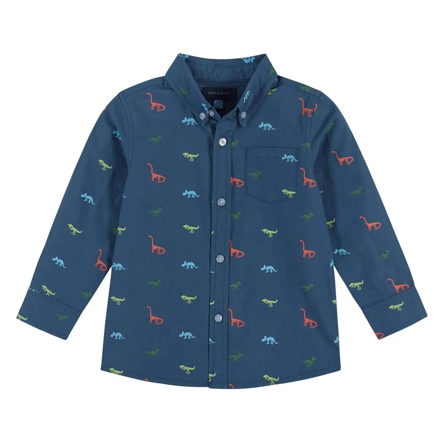 Andy & Evan - Boys Blue Dino Buttondown Shirt