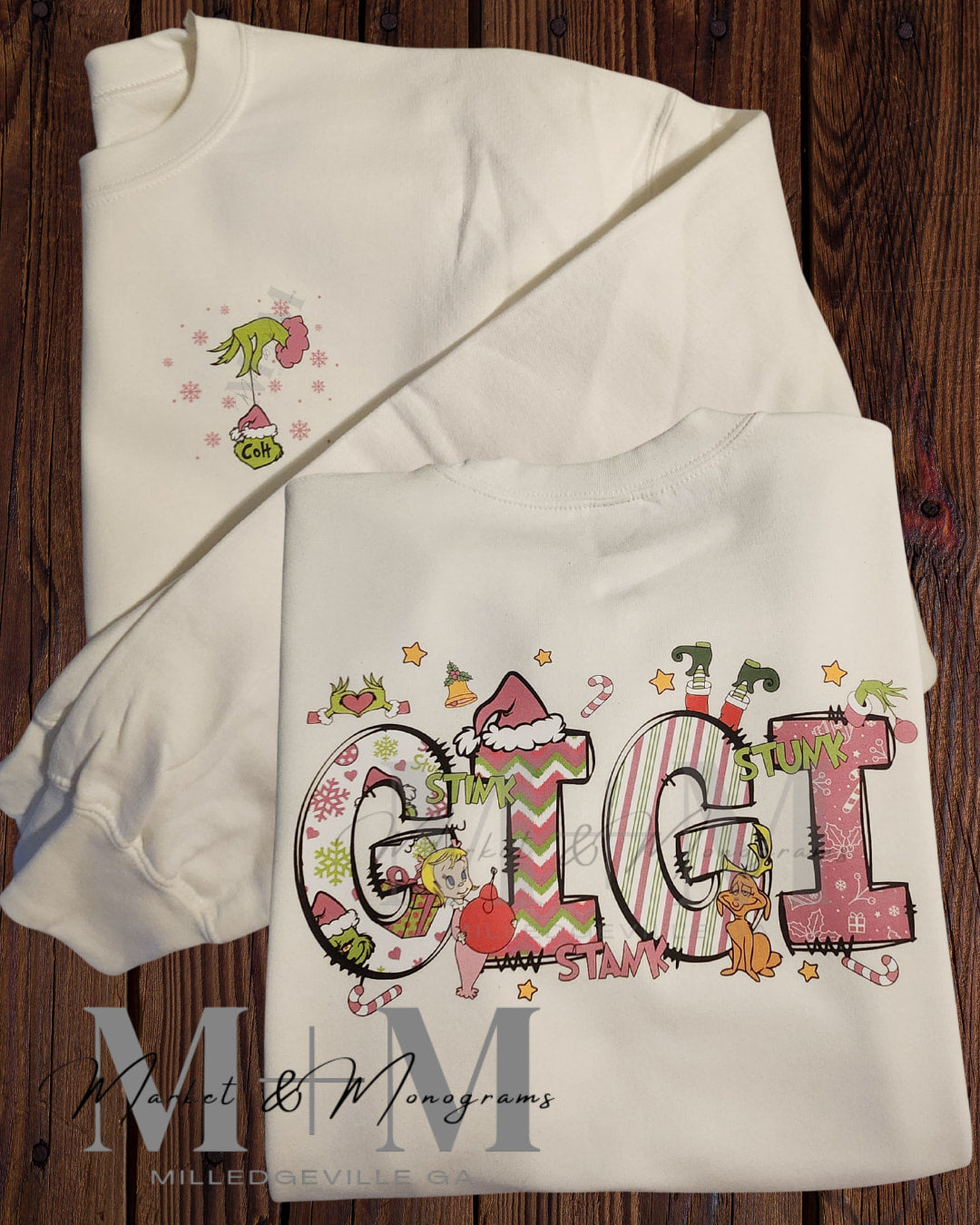 Pink Grinch Character Sweatshirt (MTO)