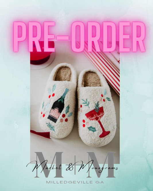 Holiday Champagne, Coupes & Holly Slippers *ENDS 10/31*