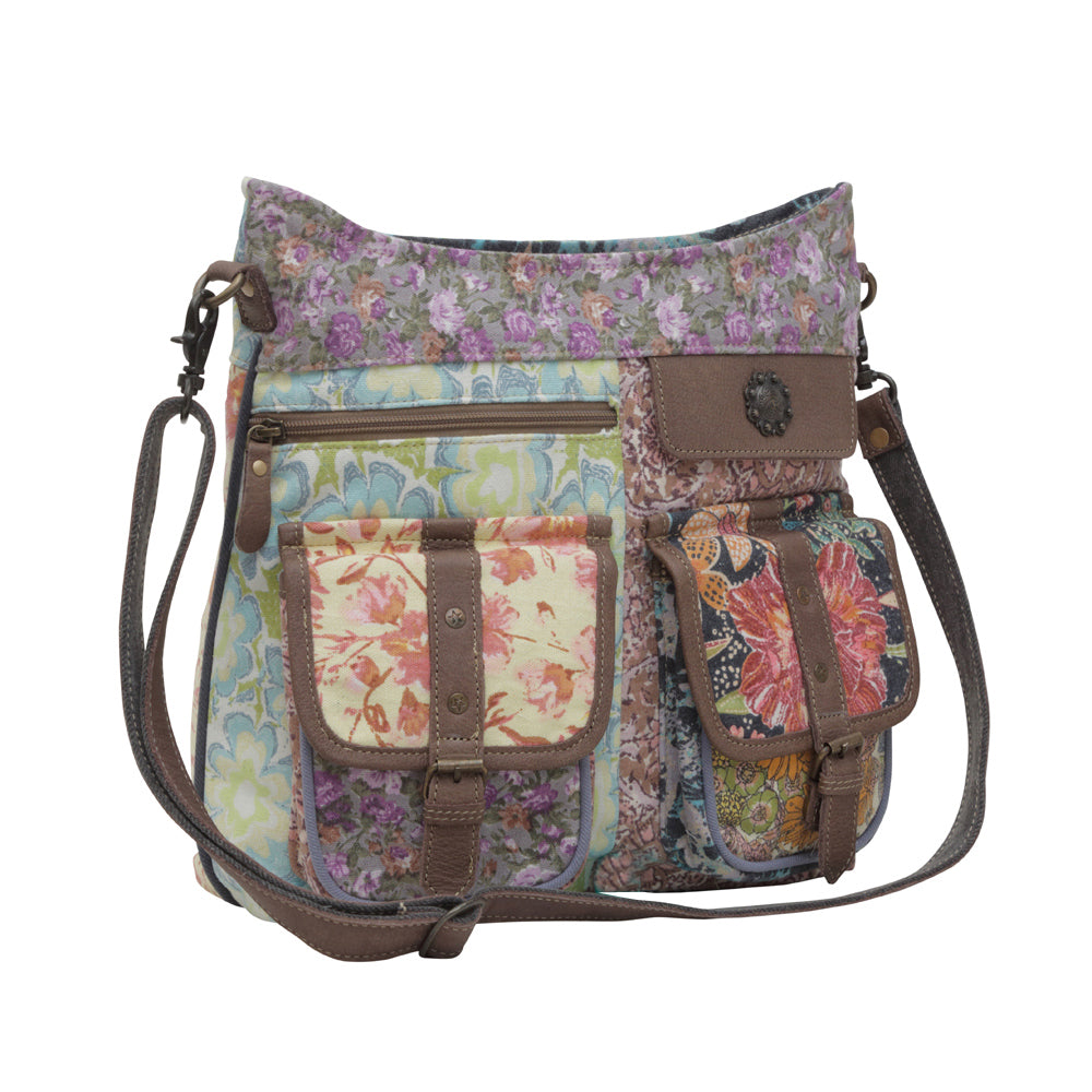 Myra Le Fleur Bel Cowgirl Shoulder Bag - Multi-Floral Print Crossbody with Leather Straps for Everyday Western Flair