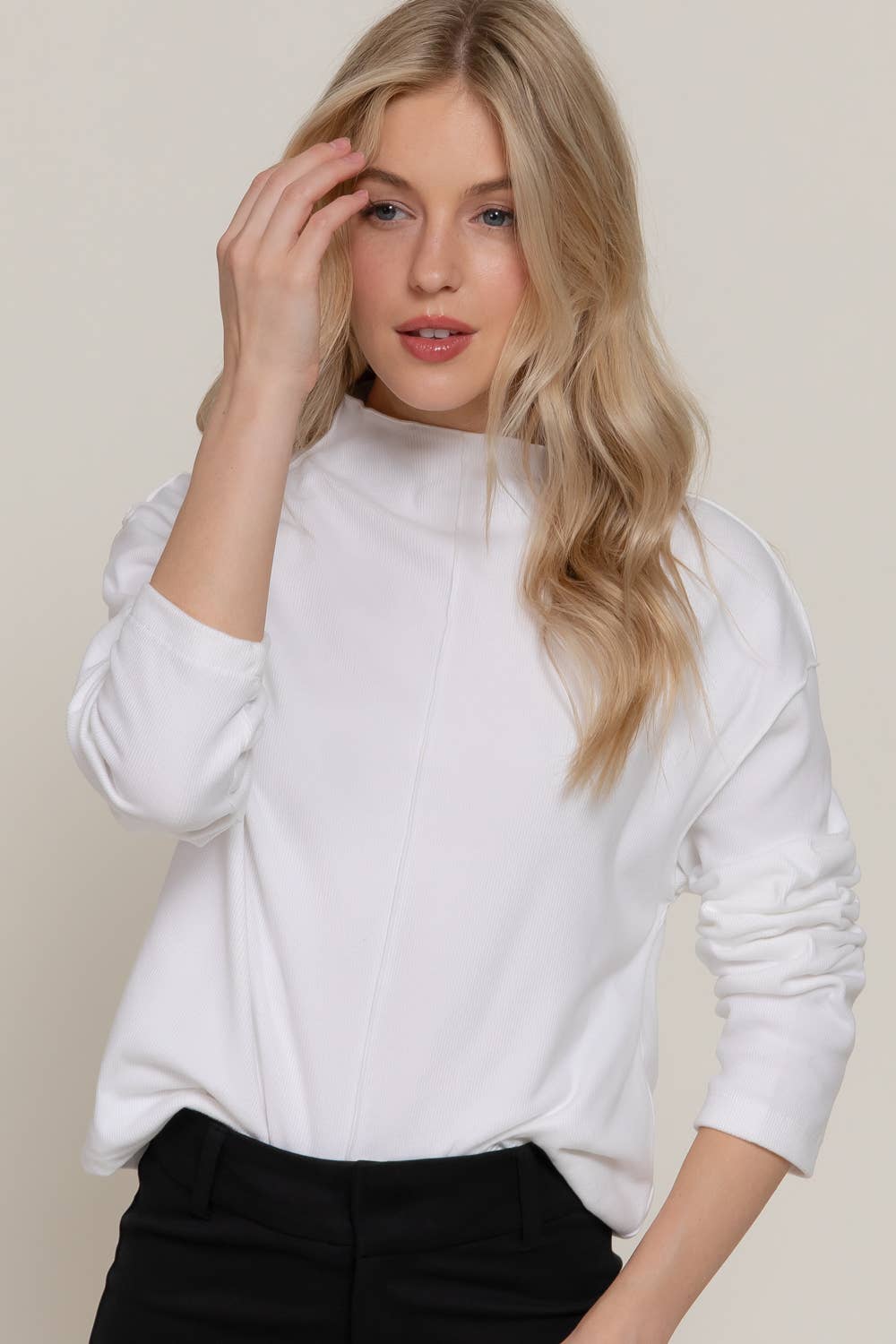 Frontier Brushed Rib Top - Mushroom or White