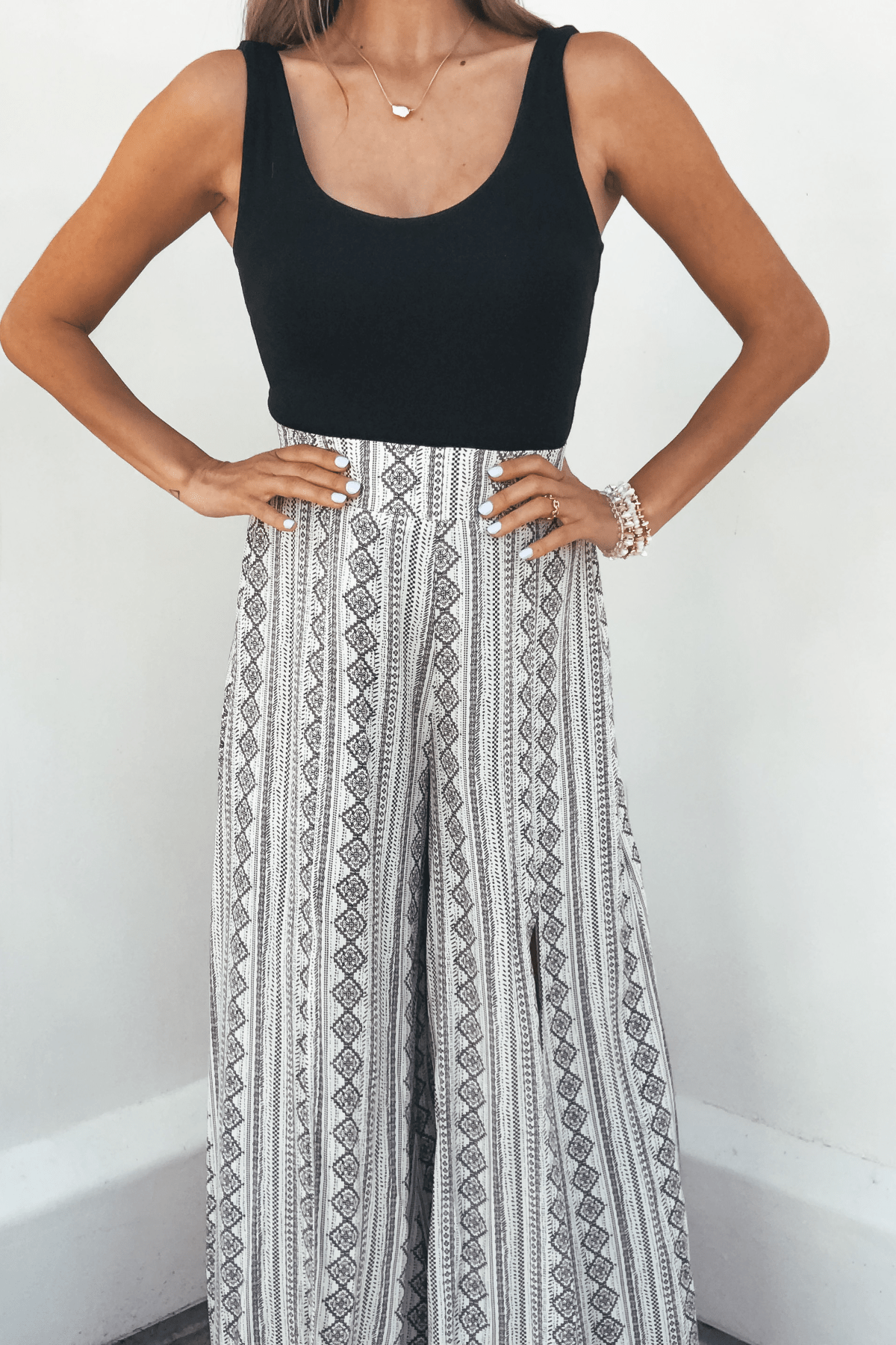 Georgia Breeze Beige Print Wide Leg Pants - ONLY 1 SMALL AVAILABLE