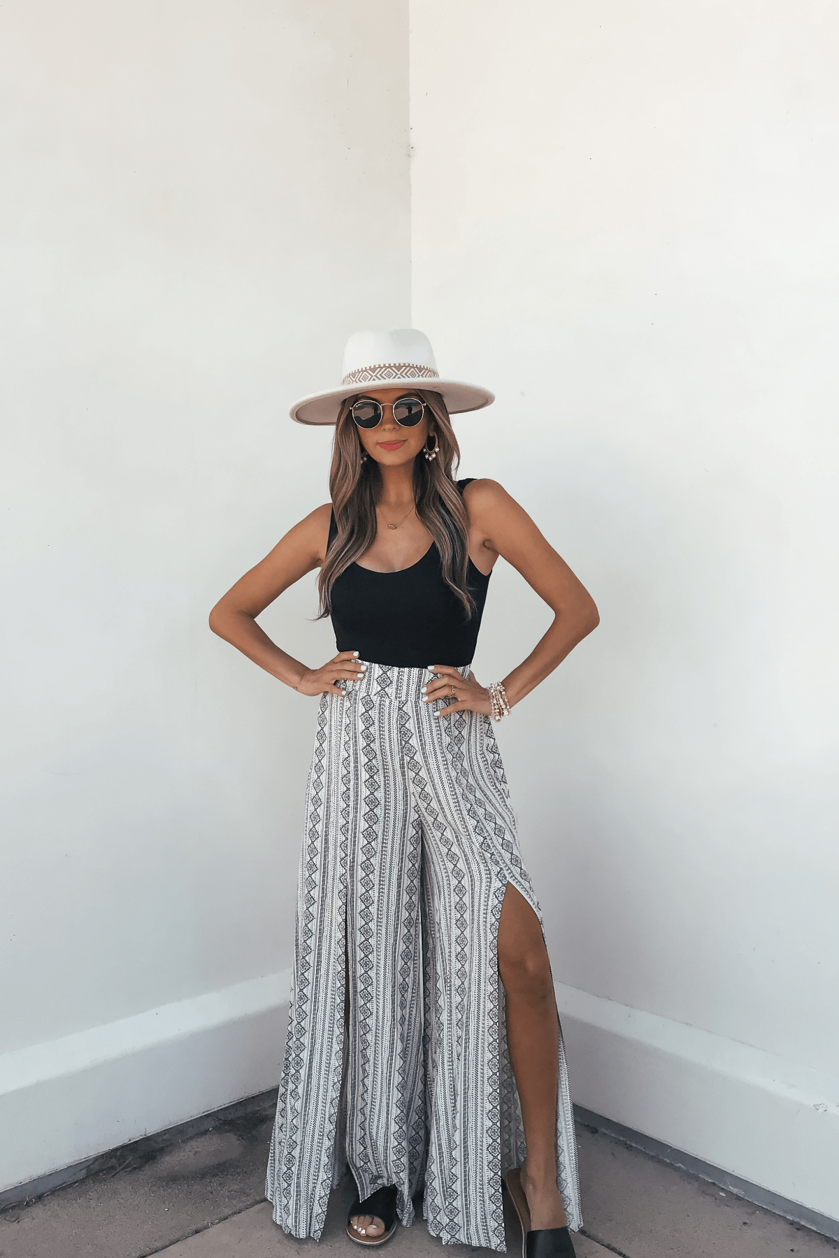 Georgia Breeze Beige Print Wide Leg Pants - ONLY 1 SMALL AVAILABLE