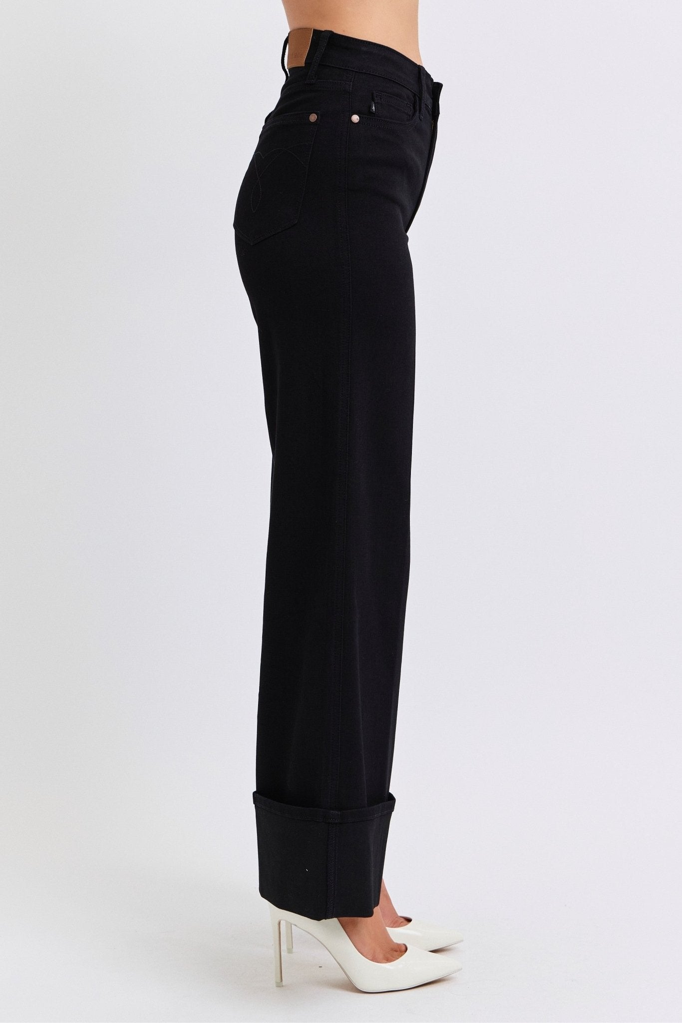 Judy Blue Black Retro Wide Cuffed Leg Jean