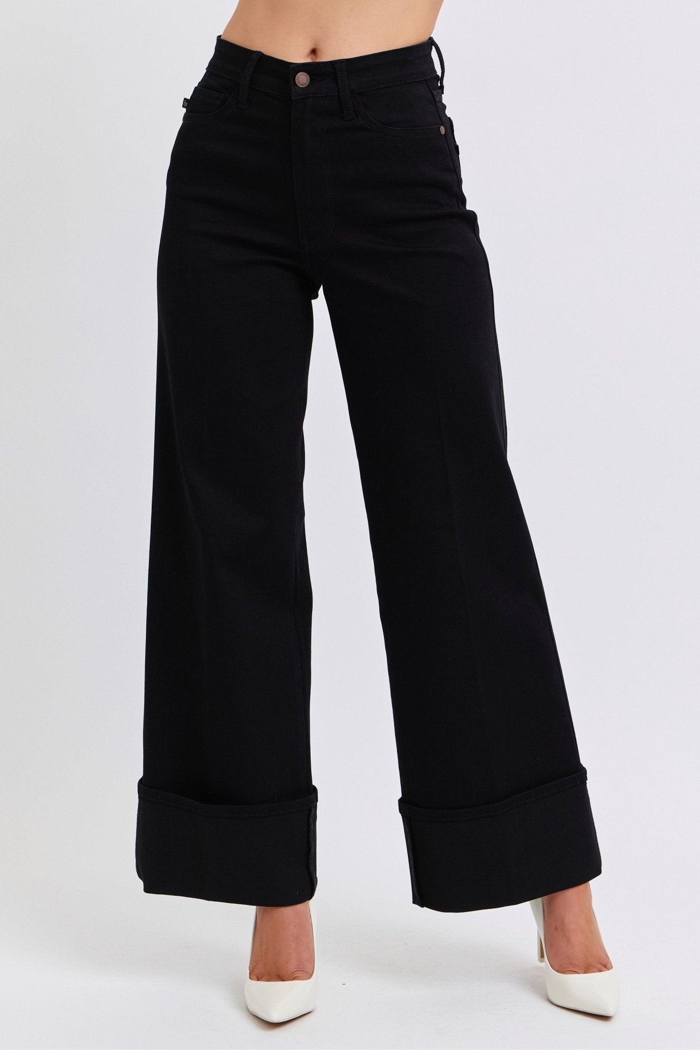 Judy Blue Black Retro Wide Cuffed Leg Jean