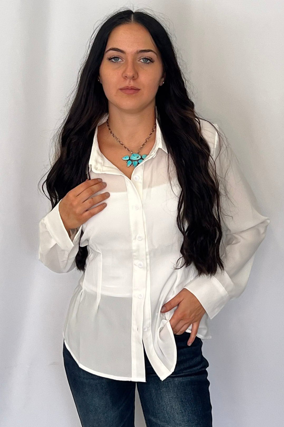 Mercedes Ivory Button Down Shirt