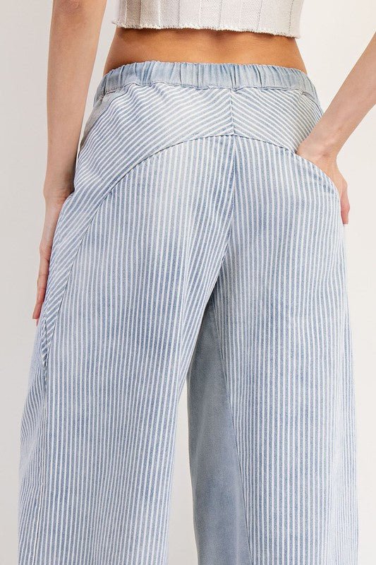 Mineral Washed Striped Drawstring Pants