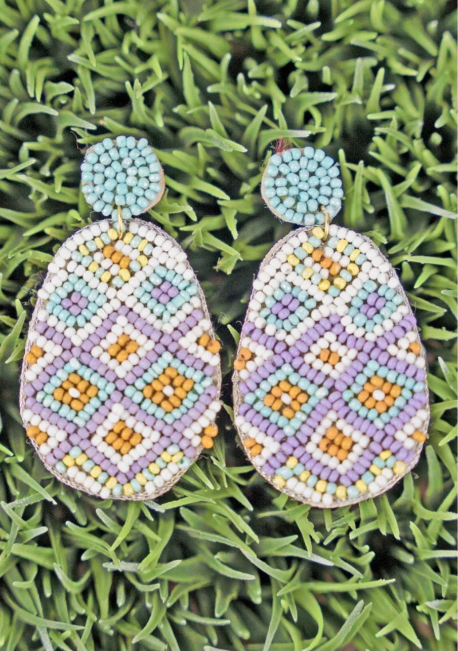 Pastel Easter Egg Seed Bead Earrings