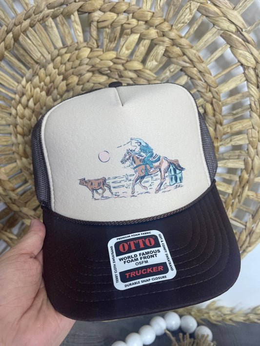 Roping Cowboy Trucker Hat 