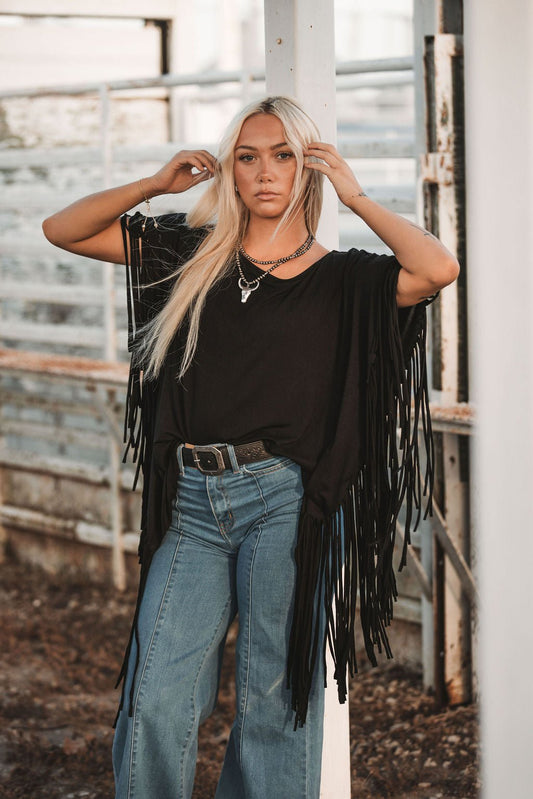 Showstopper Fringe Top - Black