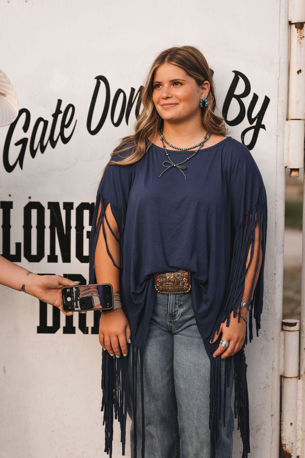 Showstopper Fringe Top - Denim