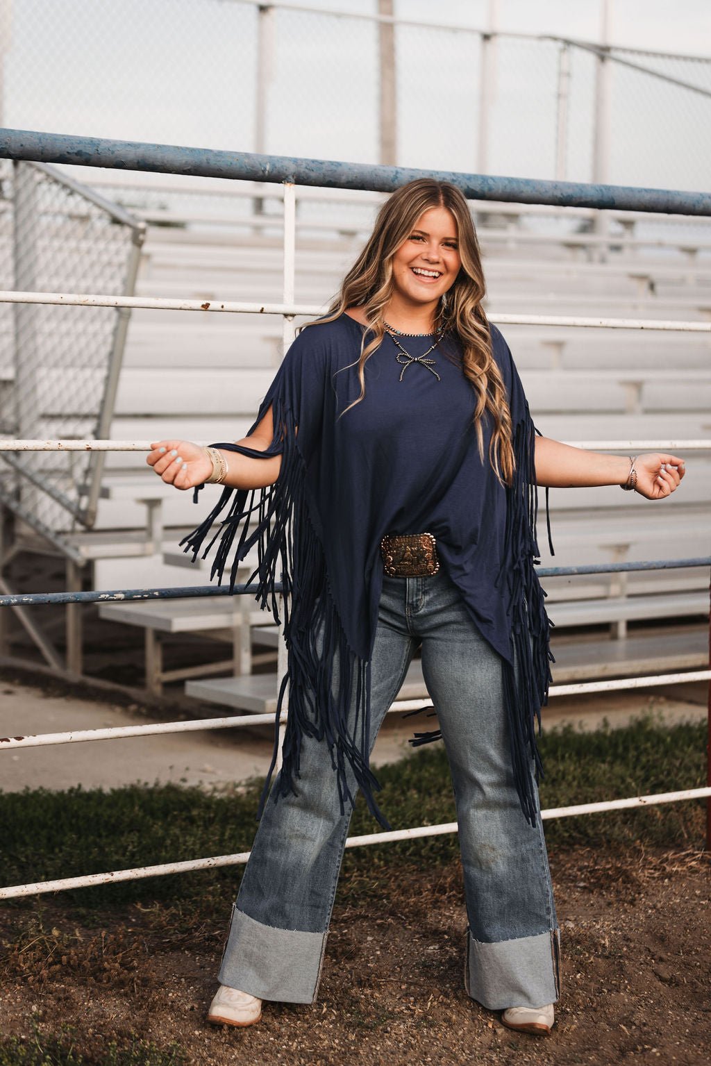 Showstopper Fringe Top - Denim