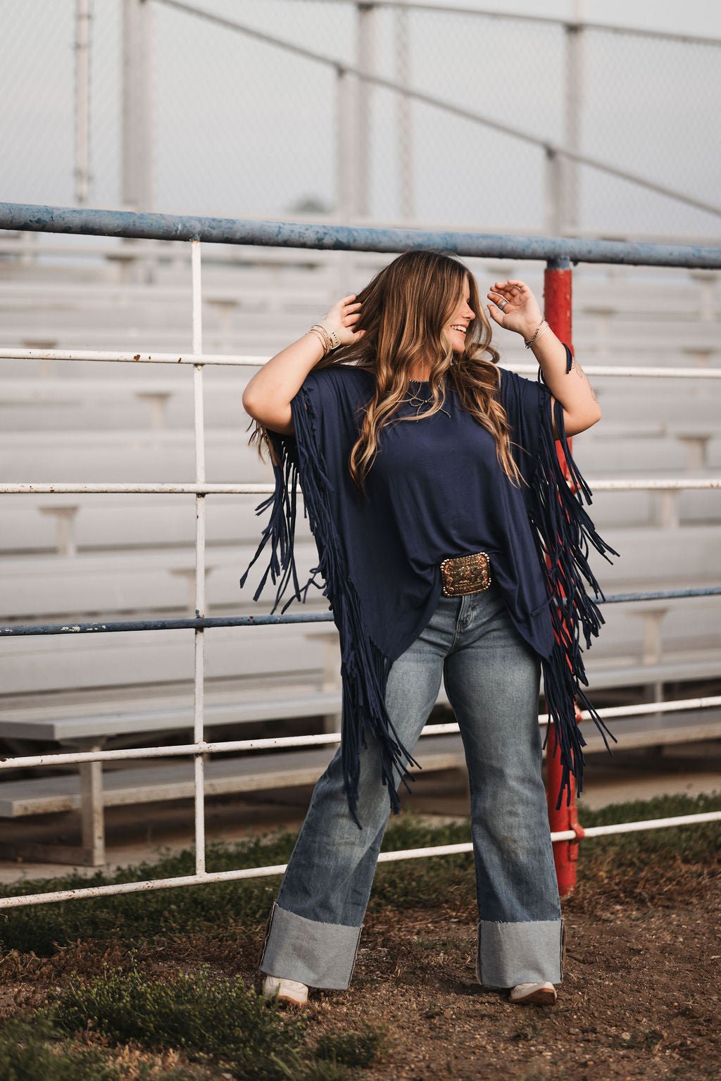 Showstopper Fringe Top - Denim
