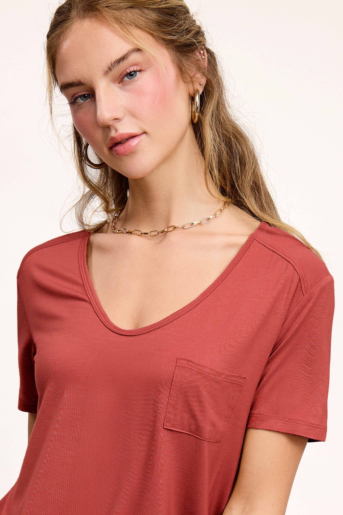 Super Soft Pocket Basic Tee - Marsala, Olive, Ginger, Black and Off White