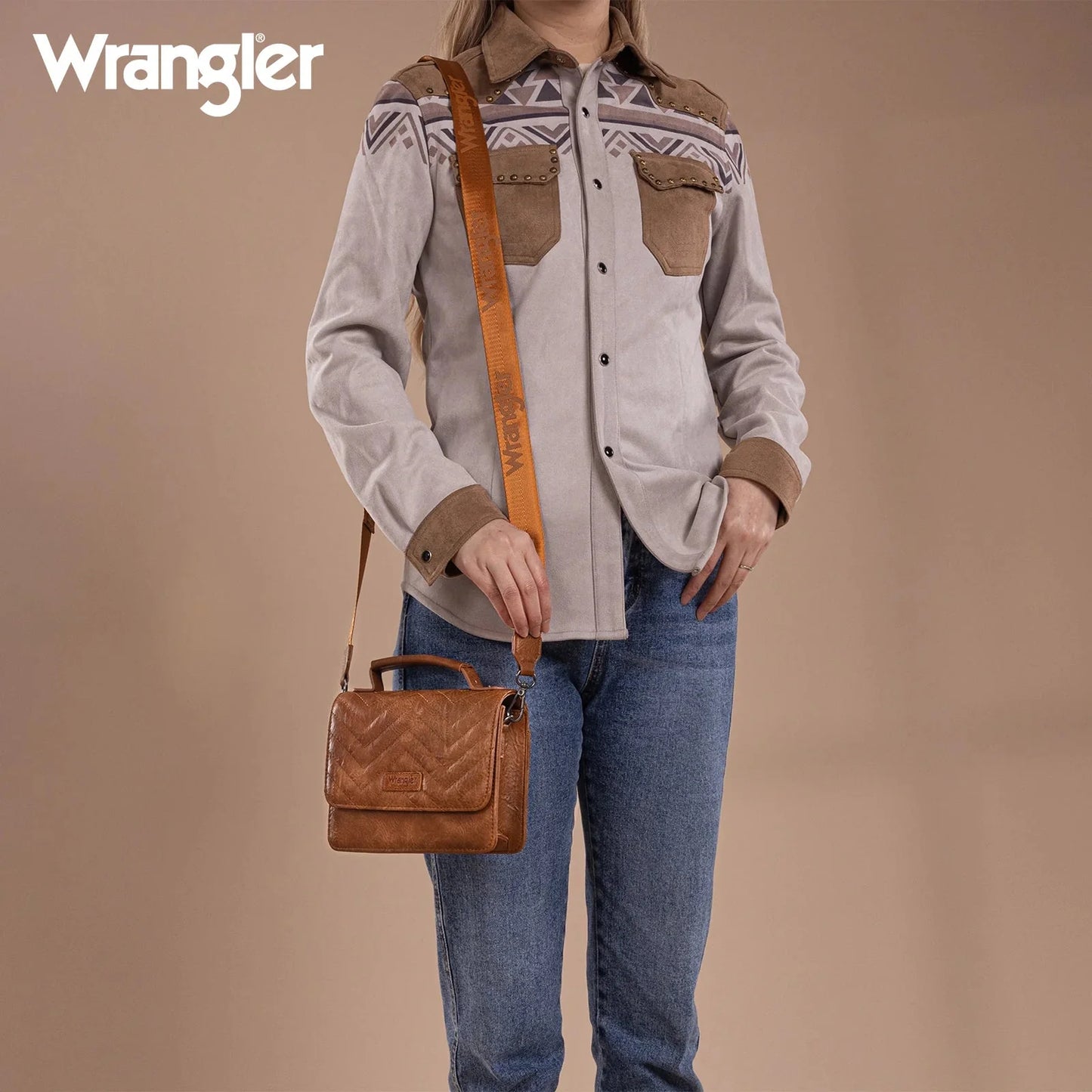 Wrangler 3PCs Set Mini Top Handle Crossbody Set - Saddle